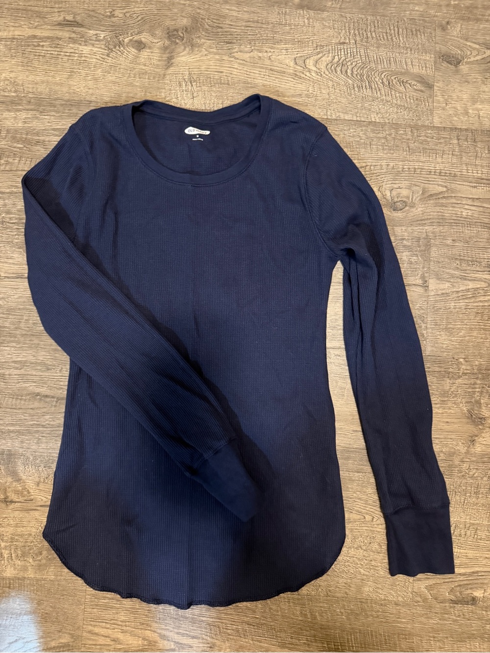 Old Navy Navy Ribbed Long Sleeve Crewneck Top